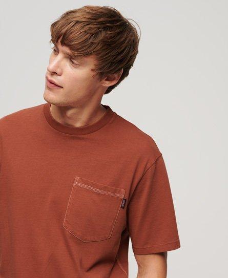 Superdry Men's Contrast Stitch Pocket T-Shirt Orange Size: Xxl - XXL Product Image