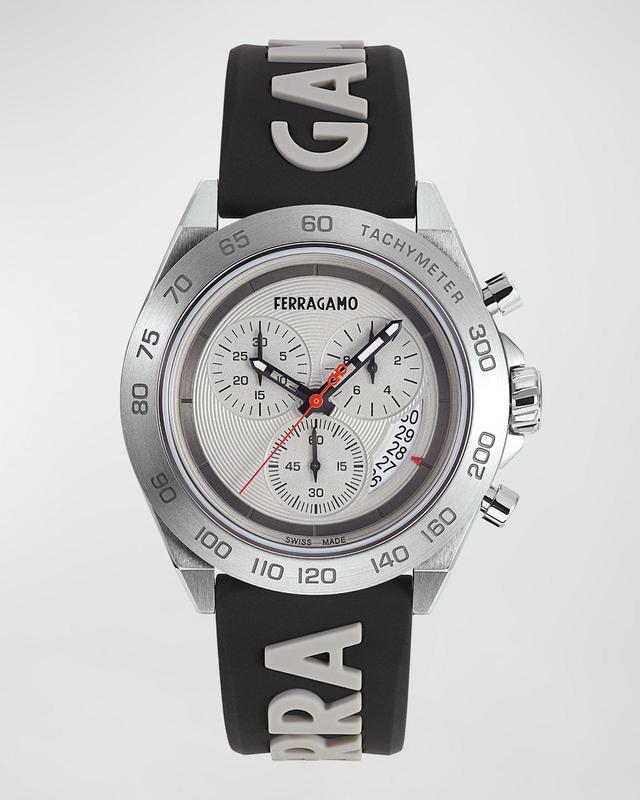 FERRAGAMO Chronograph Silicone Strap Watch, 43mm Product Image
