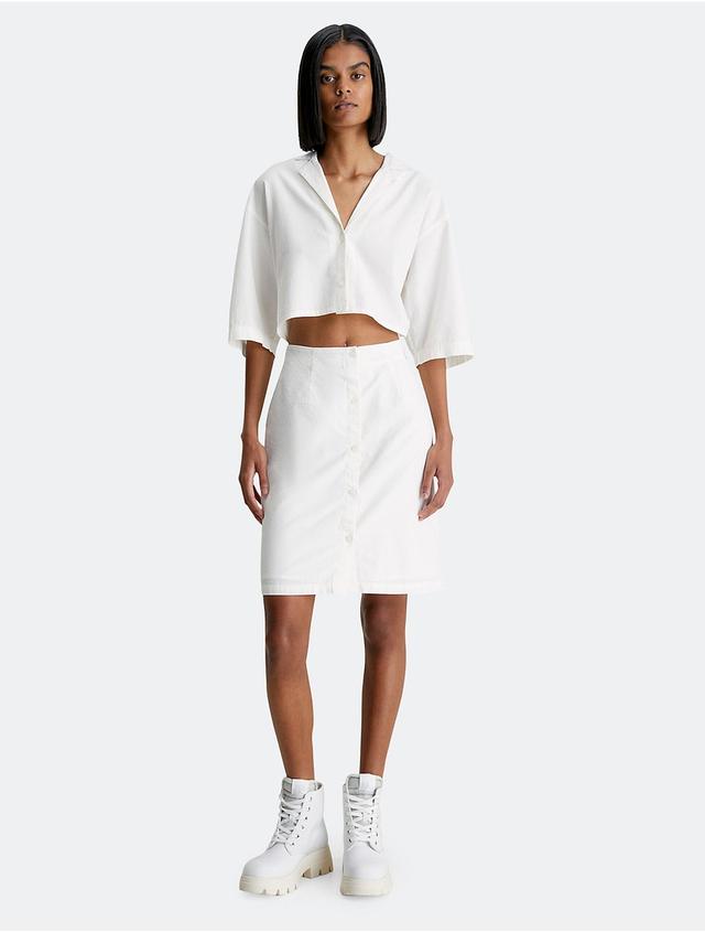 Calvin Klein Women's Cut Out Button-Down Shirt Dress - White - S Product Image