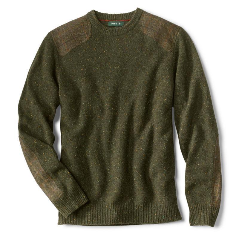 Orvis Men's Tweed Lambswool Crewneck Sweater Olive Size 2XL Wool/Nylon Orvis Product Image