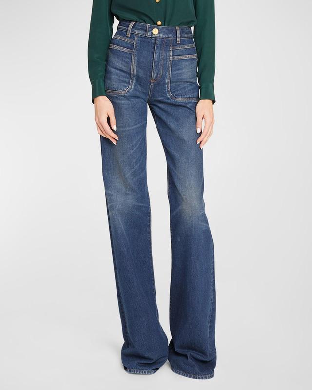 Womens Seamed High-Rise Flared Jeans Product Image