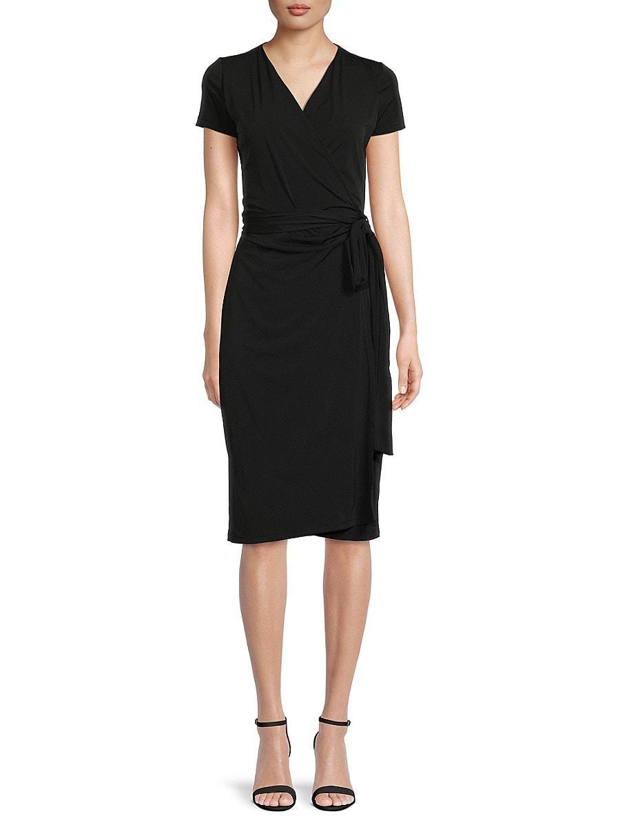 Renee C. Womens Jersey Wrap Dress - Black Product Image