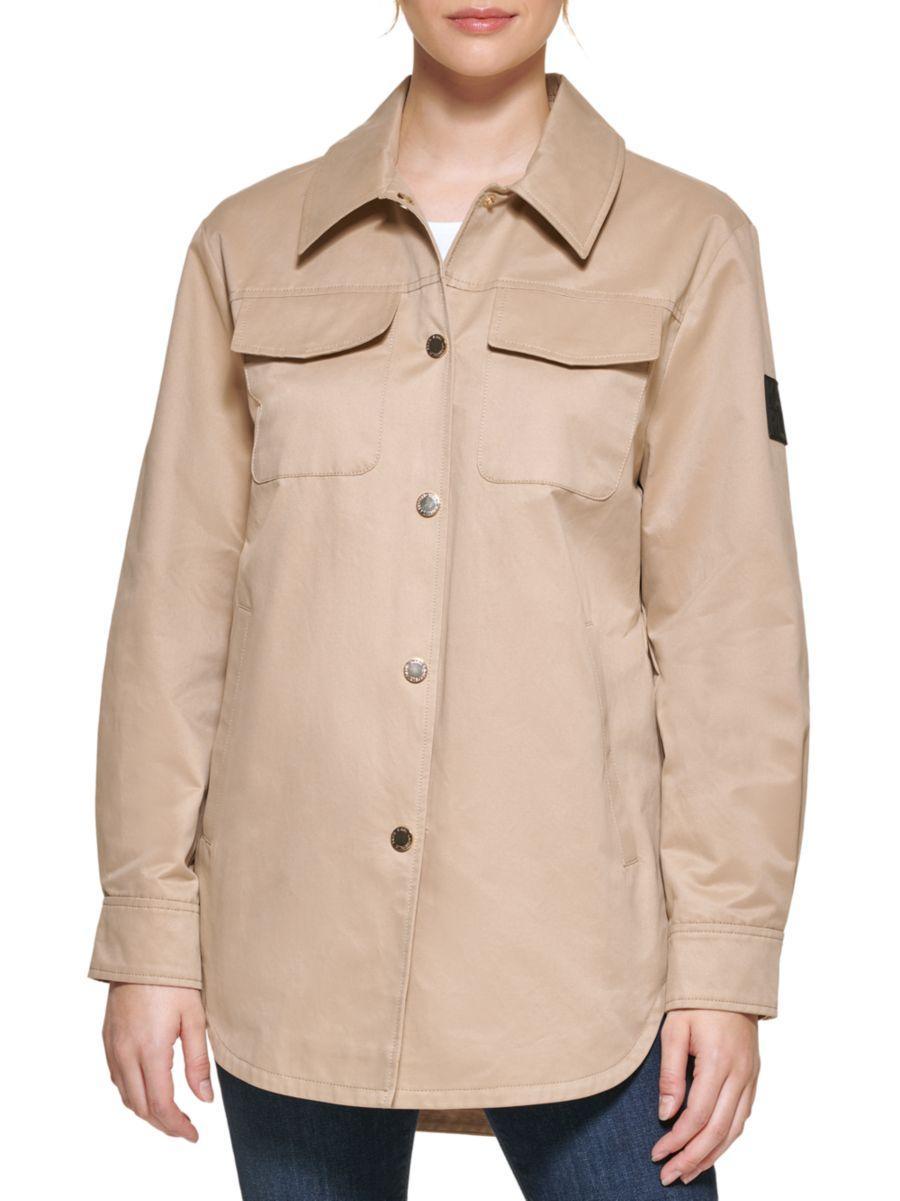 Karl Lagerfeld Paris Womens Oversized Shirt Jacket - Khaki Product Image