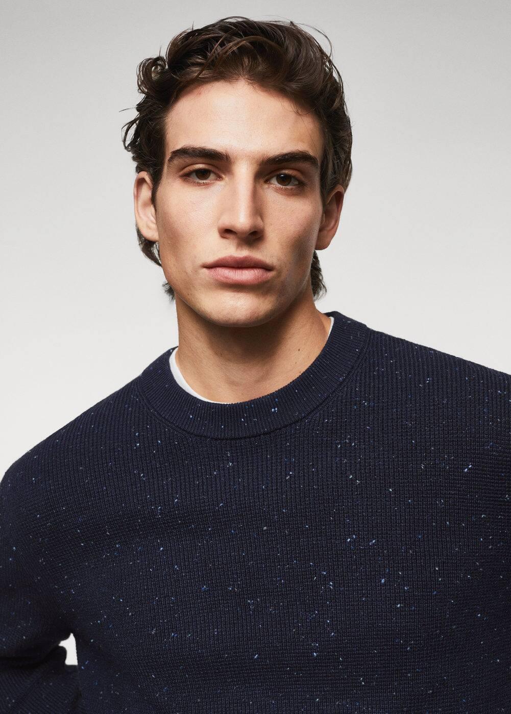 MANGO MAN - Structured flecked sweater navy - L - Men Product Image