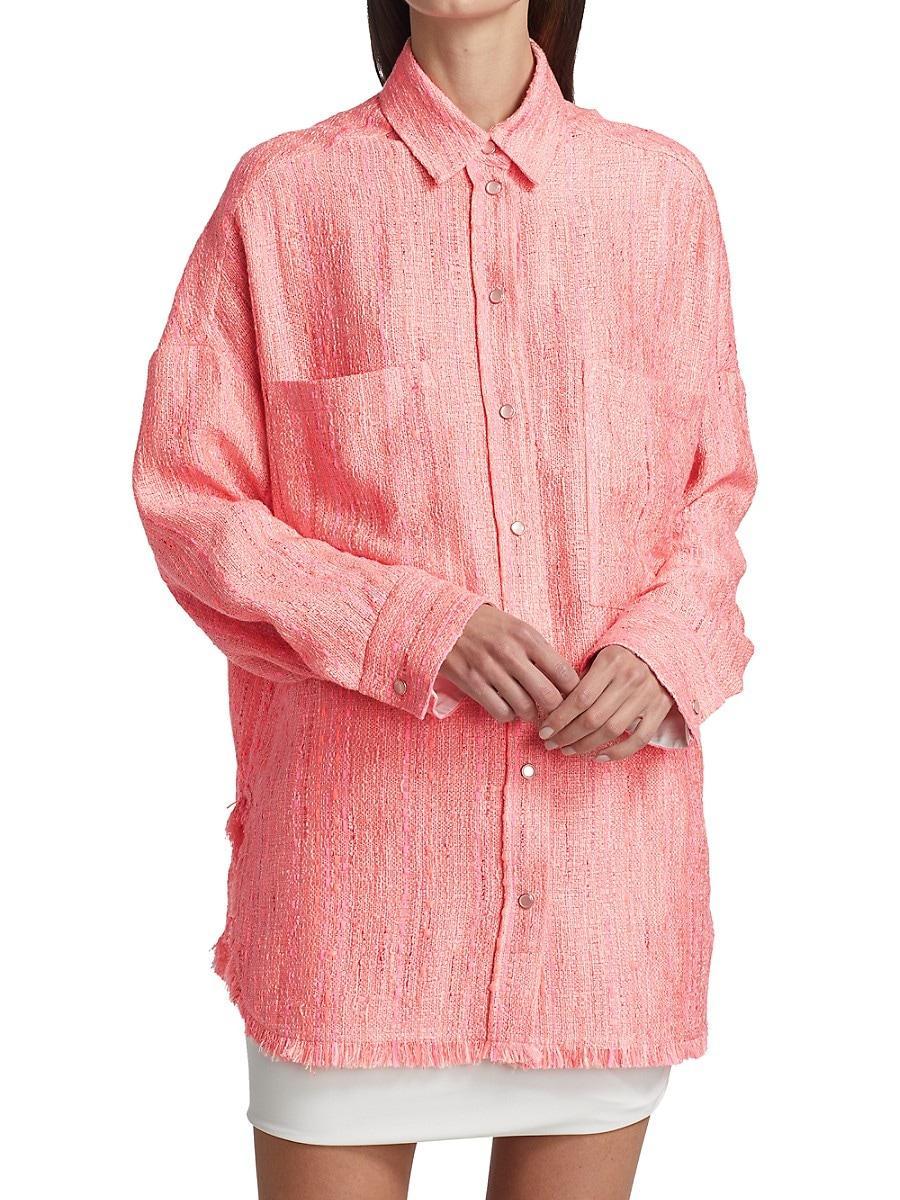 IRO Womens Founda Fringed Boucl Shirt Jacket - Pink Product Image