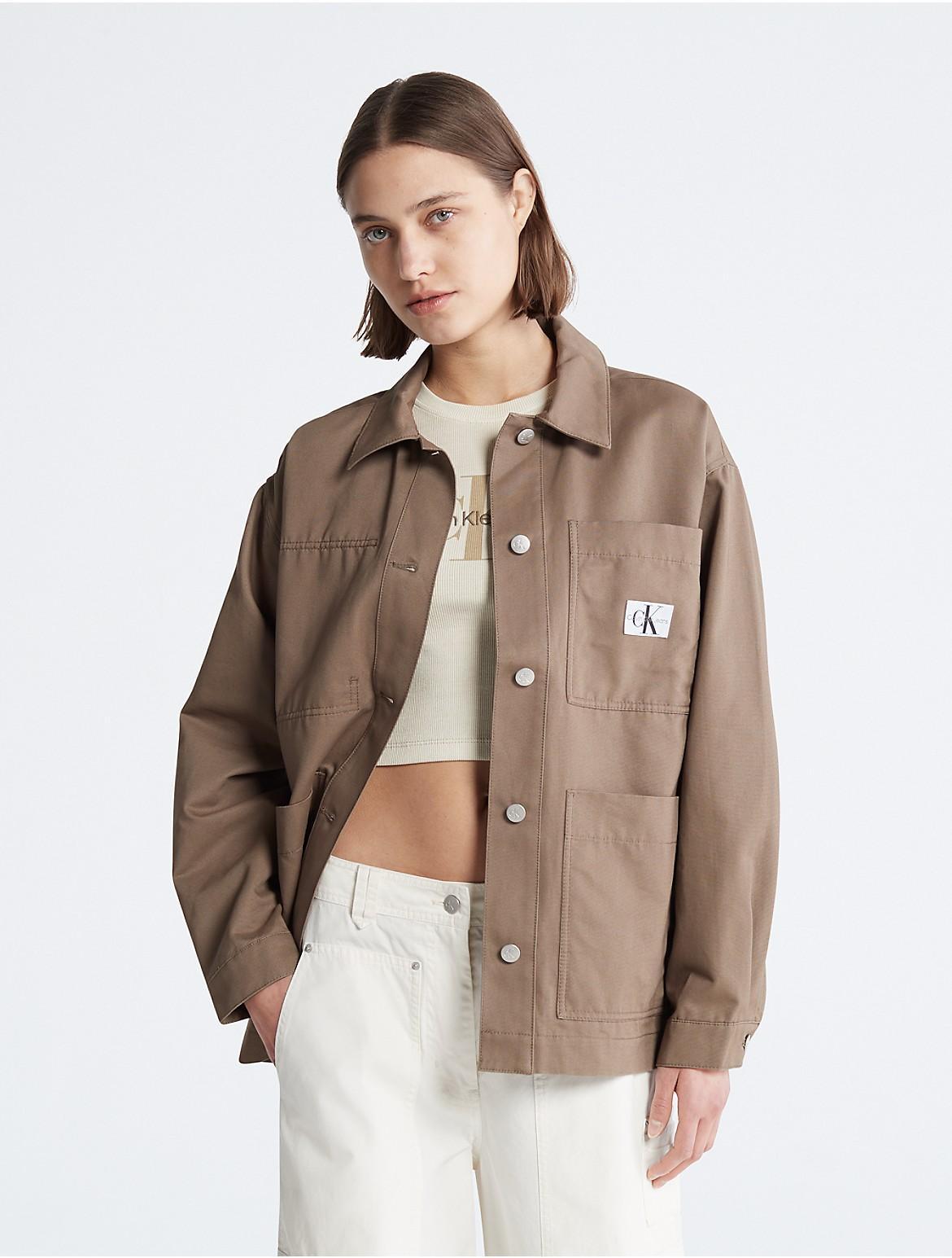 Calvin Klein Women's Relaxed Utility Shirt Jacket - Brown - XL Product Image