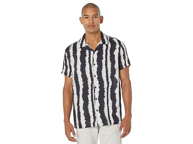 Karl Lagerfeld Paris Tie-Dye Stripe Short Sleeve Shirt (White/Black) Men's Clothing Product Image