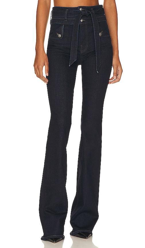 Veronica Beard Giselle Belted High Waist Slim Flare Jeans Product Image