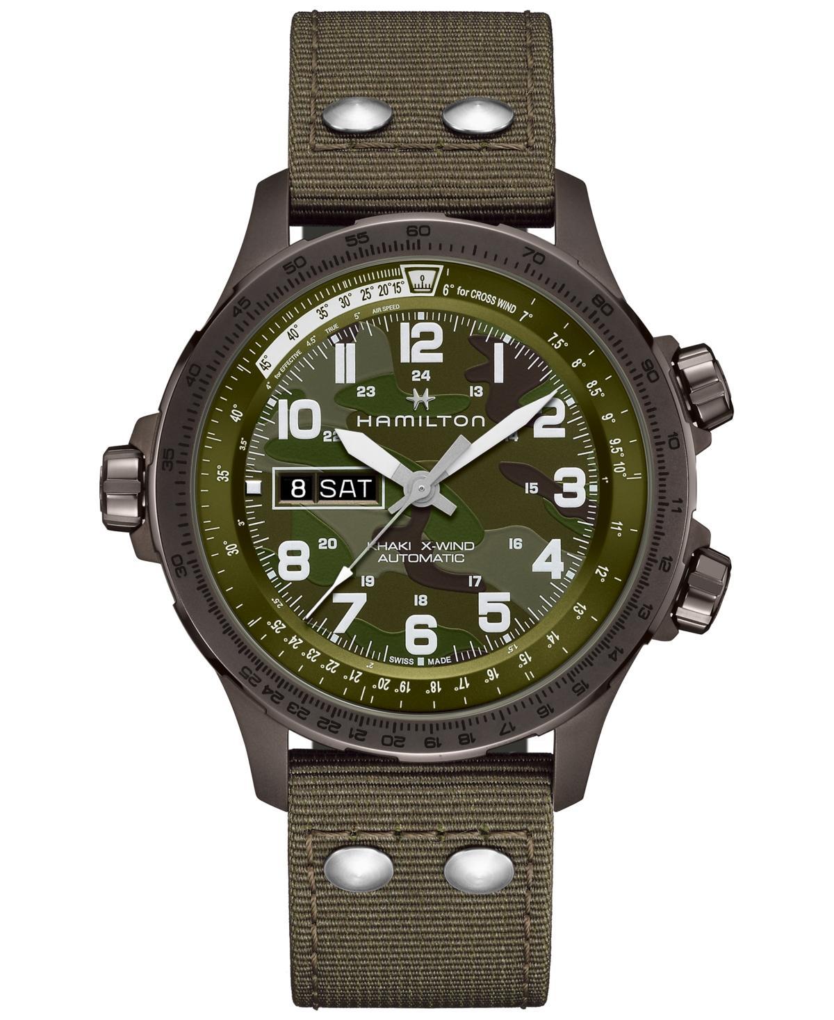 Hamilton Khaki Aviation X-Wind Auto Chronograph Textile Strap Watch, 45mm in Green at Nordstrom Product Image